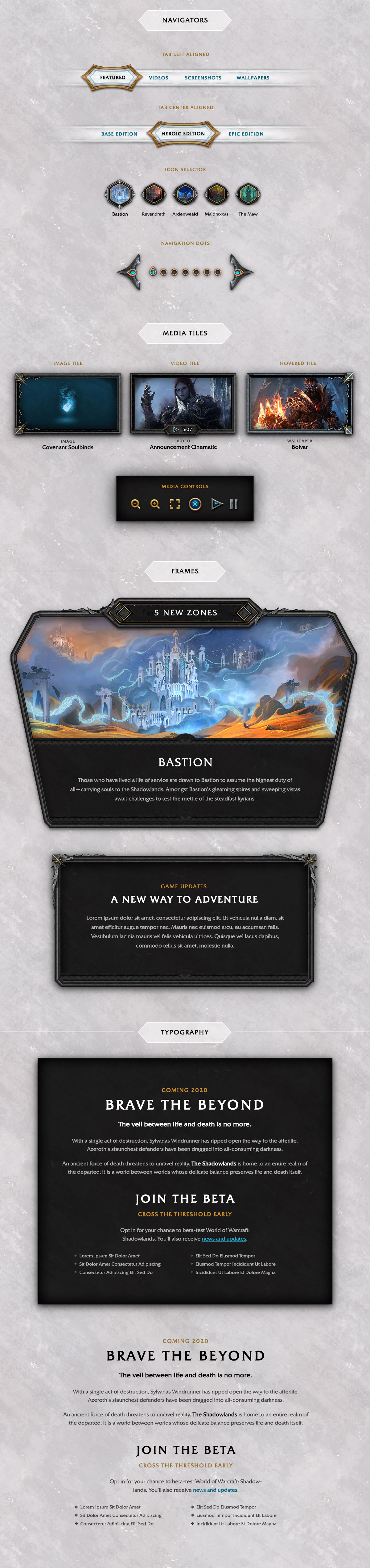 WoW Shadowlands Visual Style Guide & Components